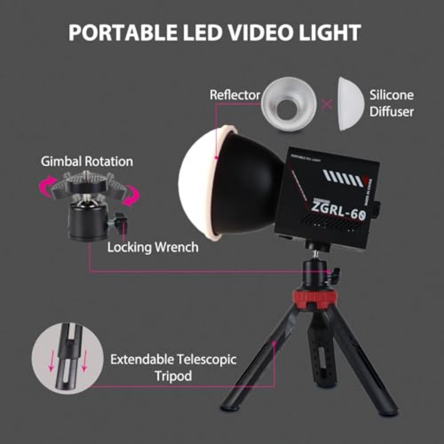 ضوء فيديو LED محمول بقوة 60 وا - مراجعة Lighting In Photography Studio وسعره